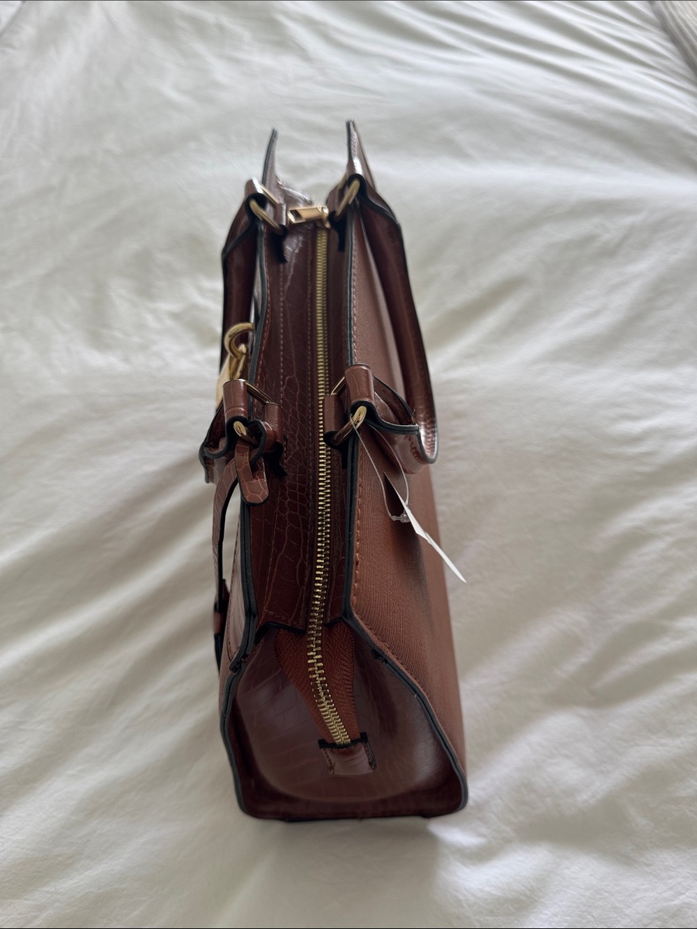 NWT Aldo Taunn Croc-Trim Top-Handle Satchel Hand Bag Purse in Rust - Picture 5 of 13
